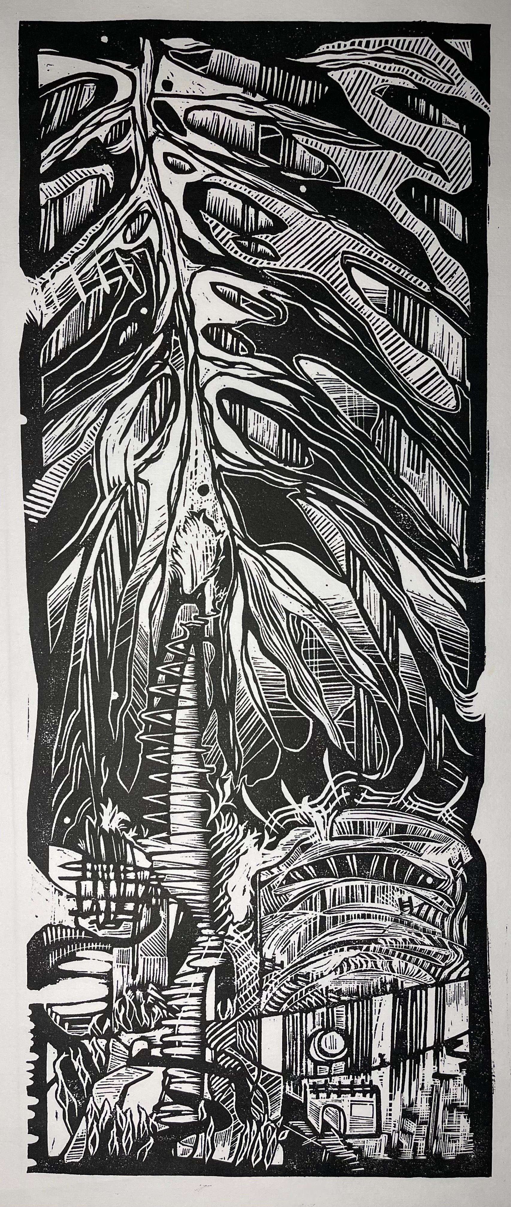 “LA” woodcut